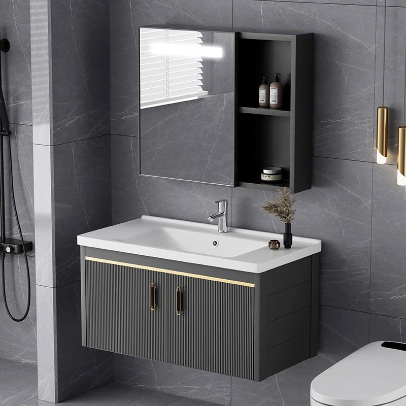 

ZL Bathroom Cabinet Combination Sink Washbasin Cabinet Stone Plate Washstand Integrated Wash Basin