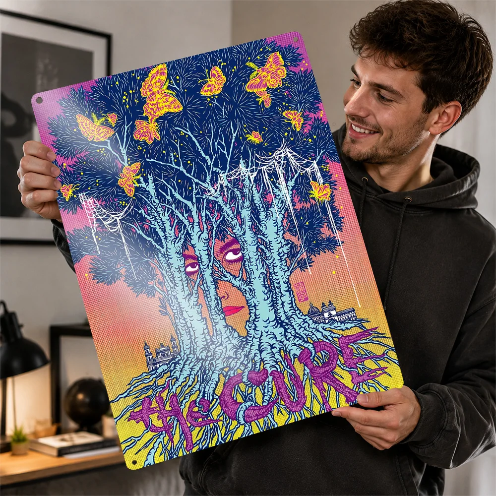 The Cure Face Among Trees Aluminum Poster Psychedelic Wall Art For Listening Room Customized Metal Sign Record Collector Gift