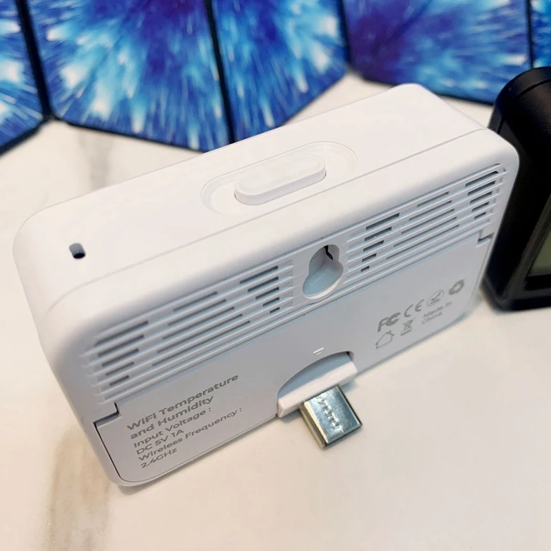 Tuya Smart Wifi Sensore di temperatura e umidità Termometro wireless Igrometro con allarme di collegamento remoto domestico LCD - B Durevole