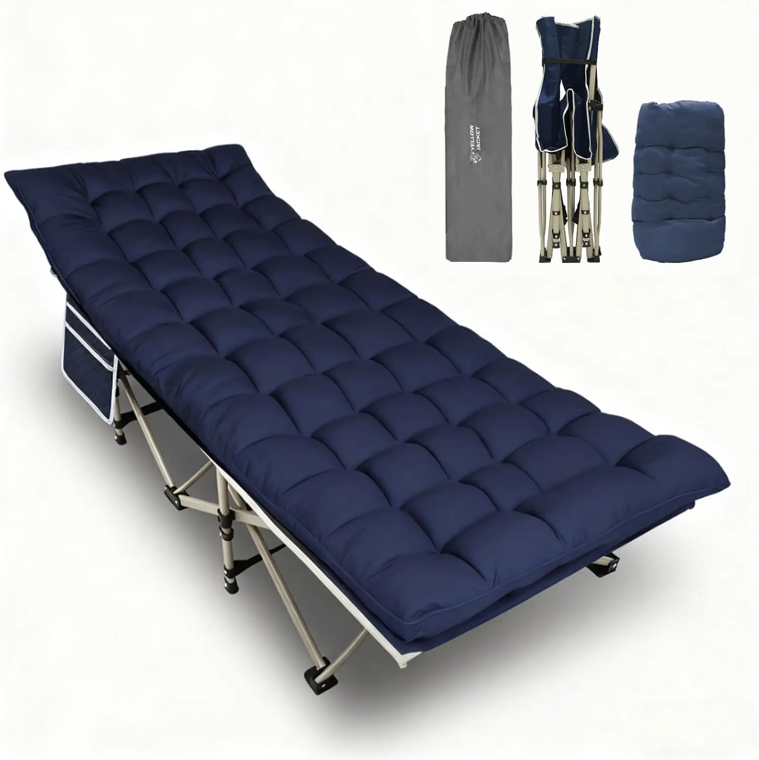 

Складная туристическая кровать для взрослых, максимальная нагрузка 600 фунтов, 28 дюймов в ширину, со съемным толстым матрасом, портативная складная походная кровать