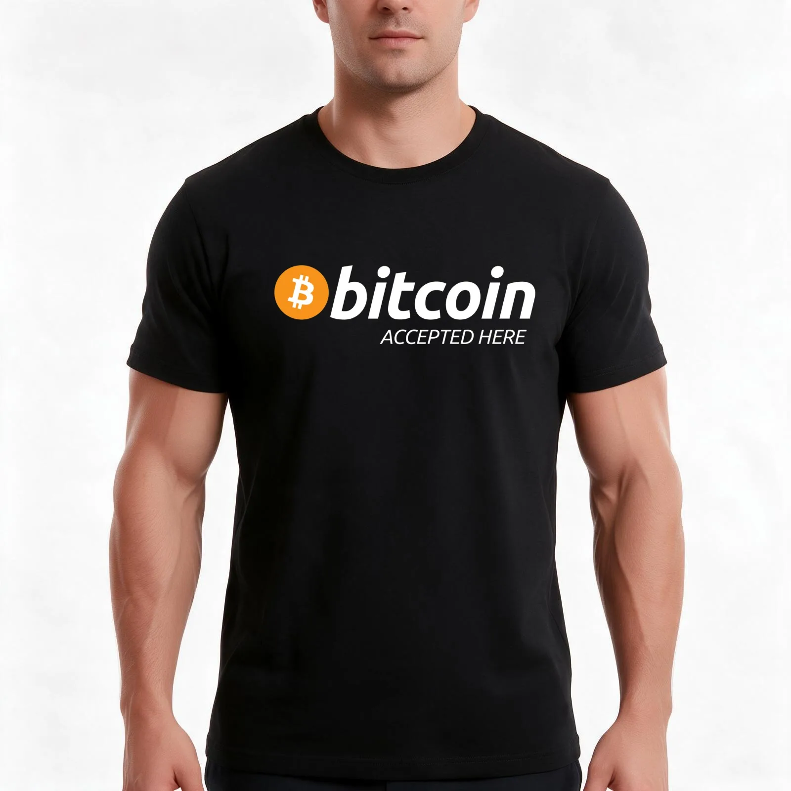Bitcoin Accepted T-Shirt, Summer Casual Cotton Tee, Oversized Streetwear Tops, Vintage Graphic Print, Loose Fit Short Sleeve
