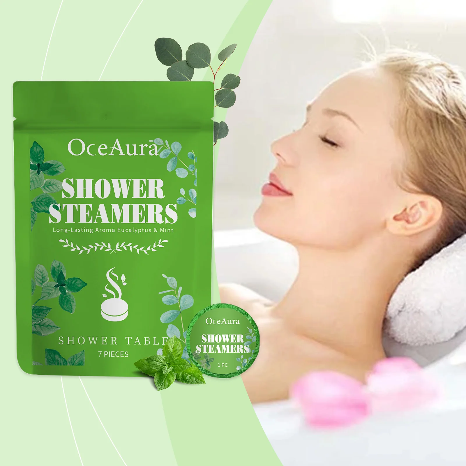 Mint Aromatherapy Shower Tablets Refreshing Soothing Fatigue Stress Relief Assisting Sleep Cleaning Moisturizing Shower Steamer