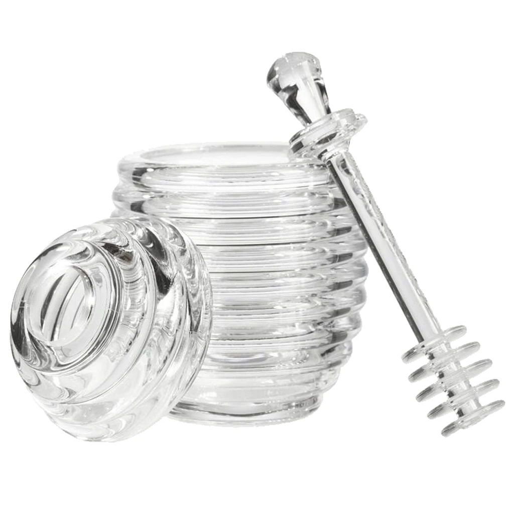 Transparent Honey Jar Pot With Stirring Rod Kitchen  Container Small Containers  Lids Storage  Food Set