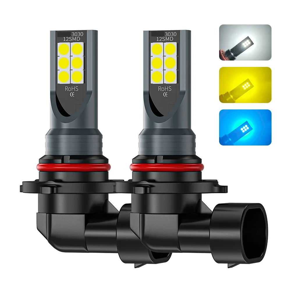 2Pcs H8 H11 LED Bulb 9005 HB3 9006 HB4 Led Lamp Super Bright Car Fog Lights Day Driving Running Light 12V White yellow ice blue