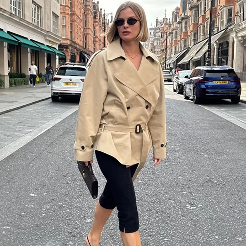 

Talenza женские коричневые плащи, куртка, модный пояс с лацканами, лоскутное винтажное повседневное пальто, осень 202, офисная женская верхняя одежда