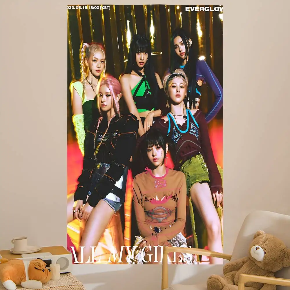 Female singing group E-EVERGLOW-W Printed Large Wall Tapestry Art Science Fiction Room Home Decor Decor Blanket