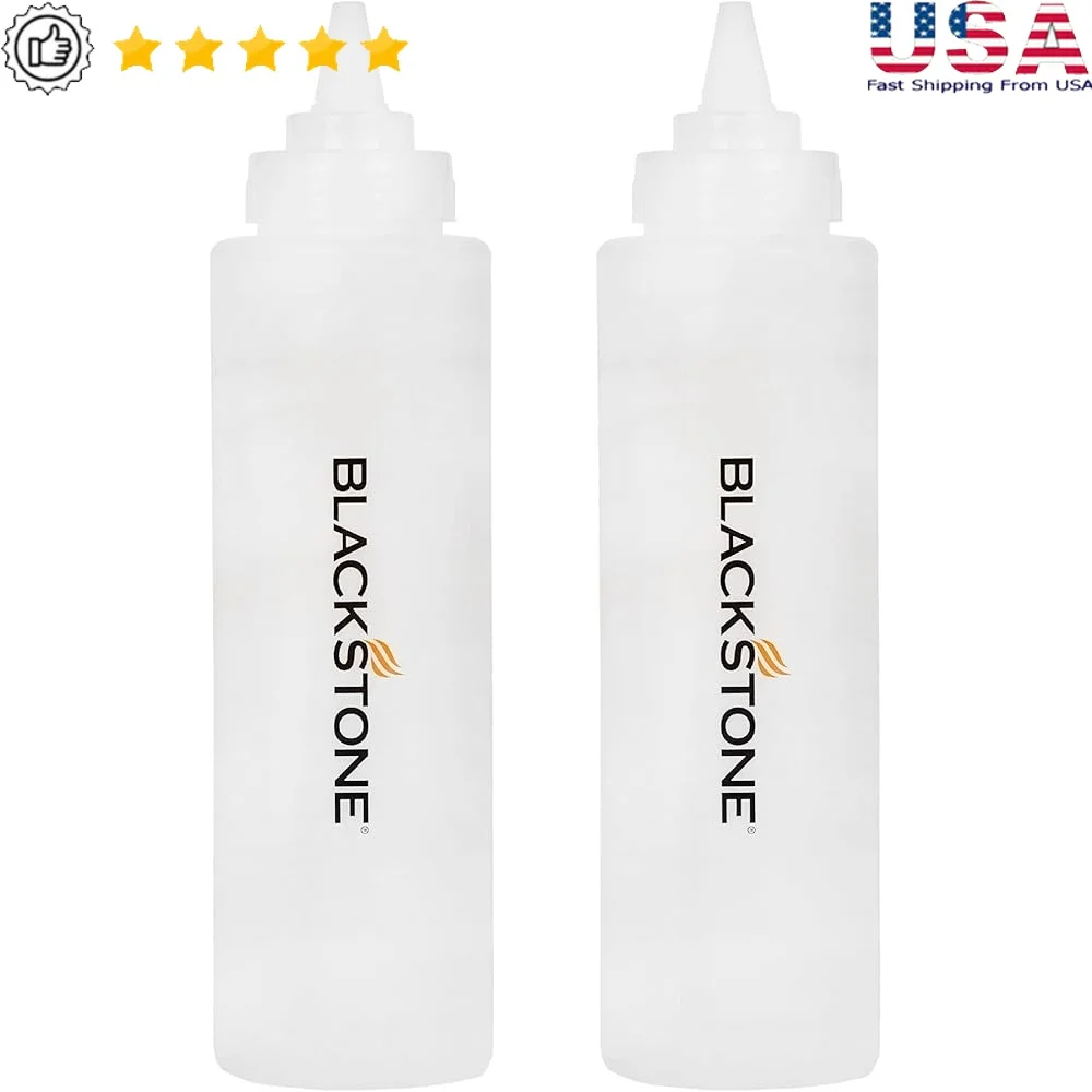 

32 oz Plastic Squeeze Bottle Set 2-Pack with Twisting Lids Ideal Sauces Cooking Oil Water Storage Easy Dispense