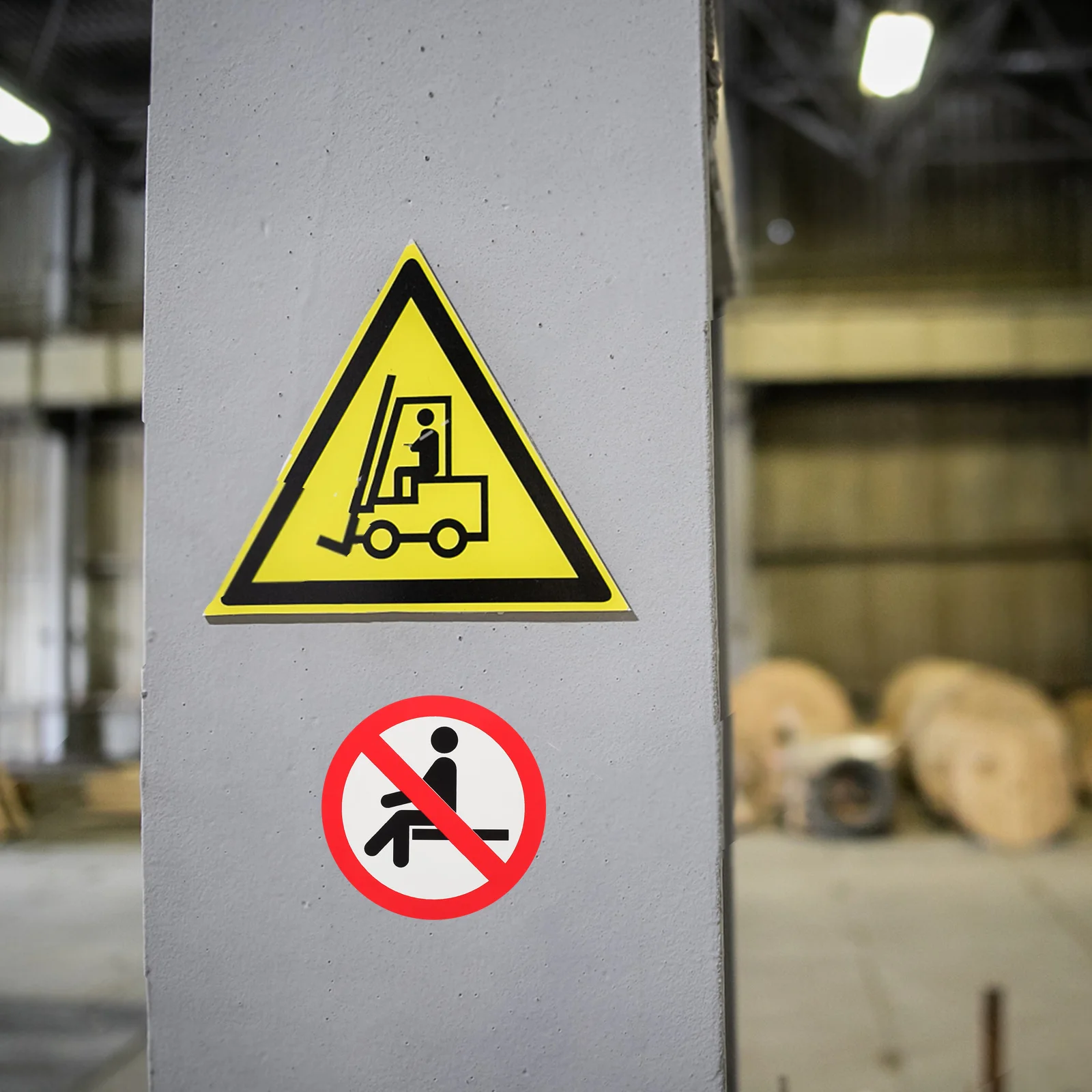 Adesivi di avvertimento in PVC da 3 pezzi qui Segnali di sicurezza Decalcomanie autoadesive per officina Uso industriale Durevole Resistente alle intemperie