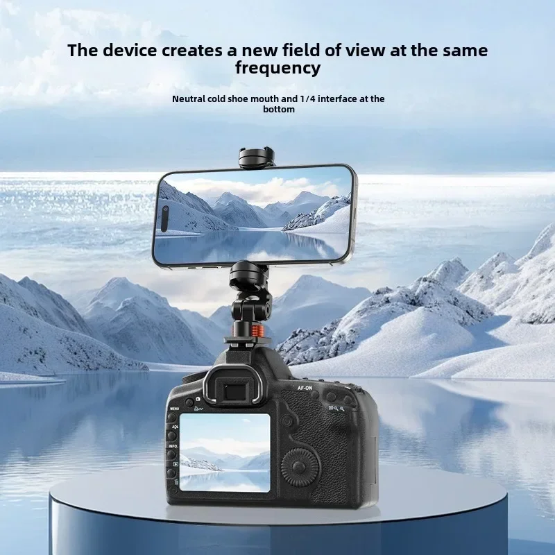 Tripé de telefone de metal giratório 360, suporte de telefone com sapata fria Arca para smartphone, adaptador de tripé, luz de câmera