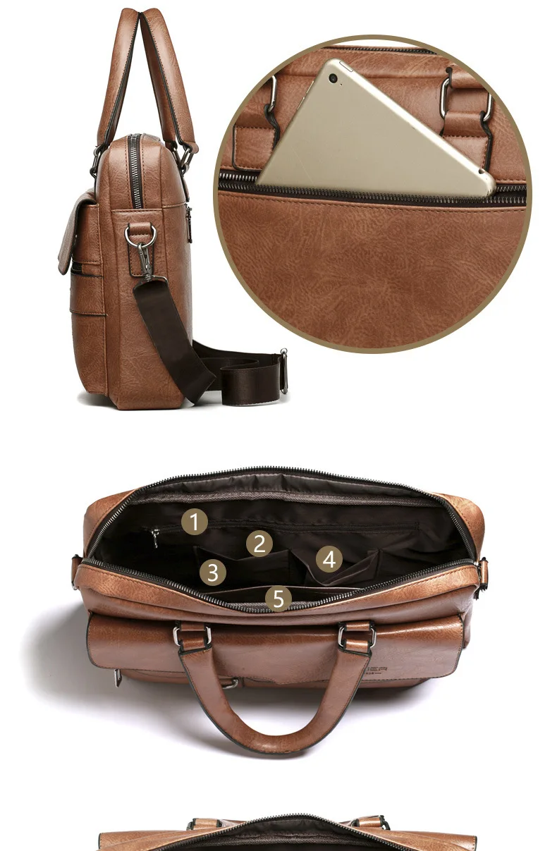 New PU Leather Shoulder Bag Waterproof, Wear-resistant, Retro Briefcase Business Travel Men's Crossbody Bag