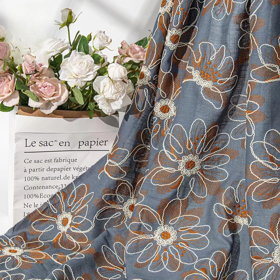 

Brand New Large Petal Strand Embroidered Fabric Autumn Winter Bed Sheet Quilt Cover Fashion Stage Clothing Decorative Cloth