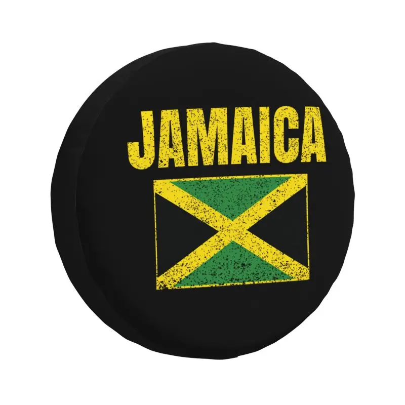 Custom Jamaica Country Jamaican Flag Spare Wheel Tire Cover for Grand Cherokee Jeep RV SUV 4WD 4x4 Vehicle Accessories 14