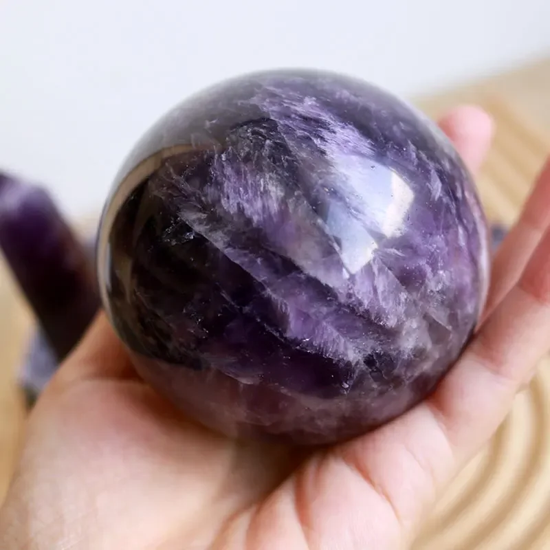 Natural Dream Amethyst Ball Polished Massage Sphere Ball Reiki Healing Decor Crystal Crafts Stone cuarzo blanco piedra  quartz