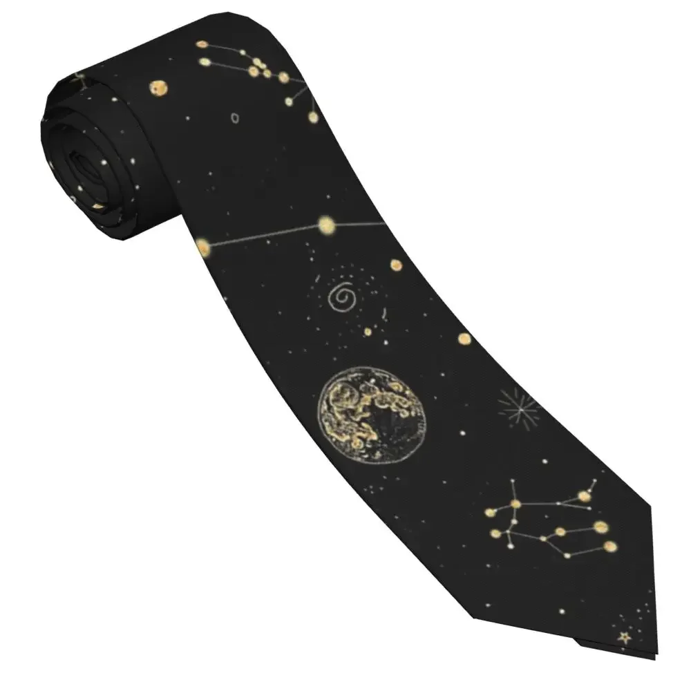 Into The Galaxy Men Necktie Polyester 8 cm Narrow Occult Witch Magic Constellation Neck Ties for Mens Accessories Office