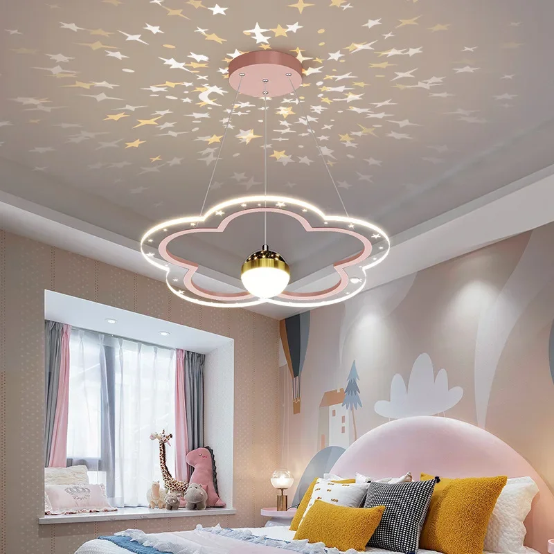 Moderno dos desenhos animados led pingente de luz para sala estar crianças quarto cor estrelado lustre decoração casa luminária brilho