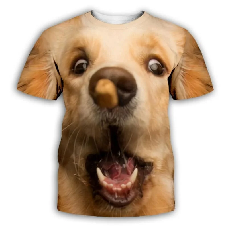 Fun Dog Frog Pattern T-Shirt For Men Colorful Animal 3D Printed T Shirts Summer Short Sleeve Oversized Street Tops Sports Tees