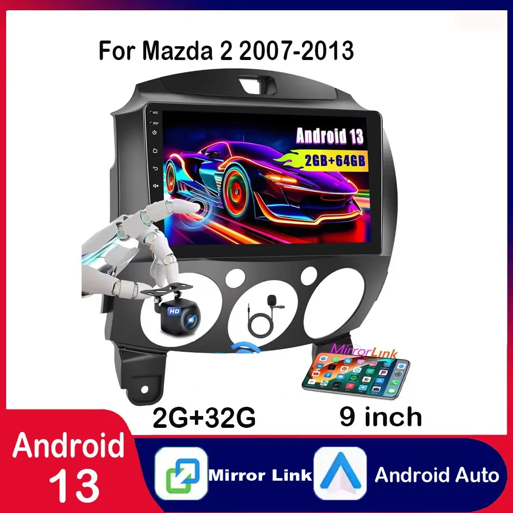 

9 Inches Android 13 Car Stereo Radio GPS Player Fit For CarPlay 2+32G Compatible for Toyota Yaris 2012 - 2017