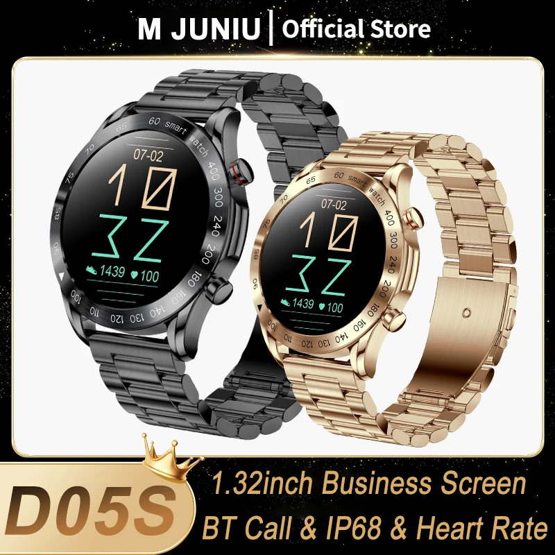 D05S Smart Watch Men 1.32inch Screen Bluetooth Call 300mAh Battery IP68 Waterproof Heart Rate Sport Tracket Business Smartwatch