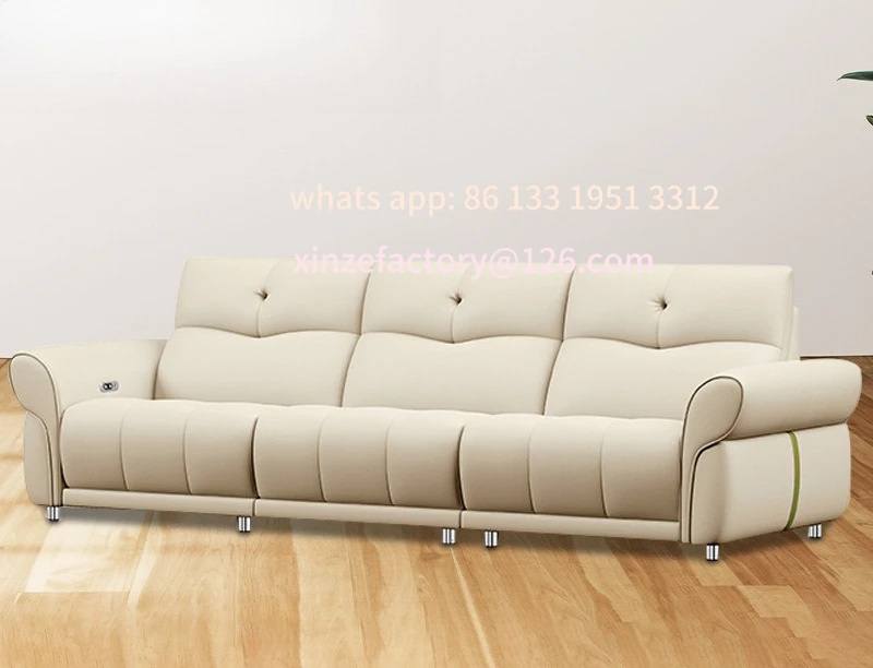 أريكة جلدية إيطالية بسيطة قابلة للتخصيص على شكل آذان فيل فرنسية كريمية للرياح أريكة منزلية متعددة الوظائف خفيفة كهربائية فاخرة