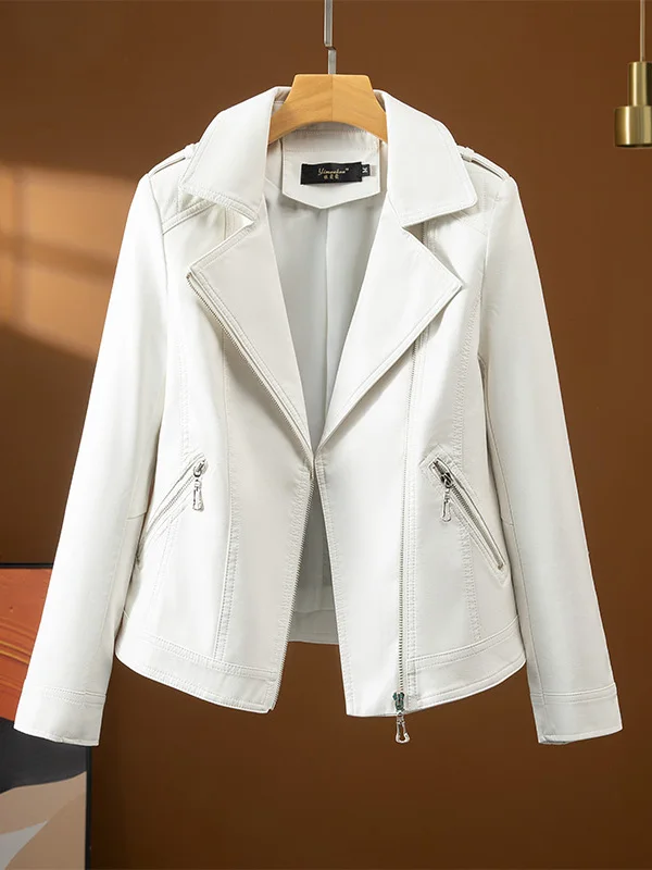   Ning 本革ジャケット レディース ショートスリーブ 2025 新作 シープスキン モーターサイクル ファッション スリムフィット ブラック アウターウェア