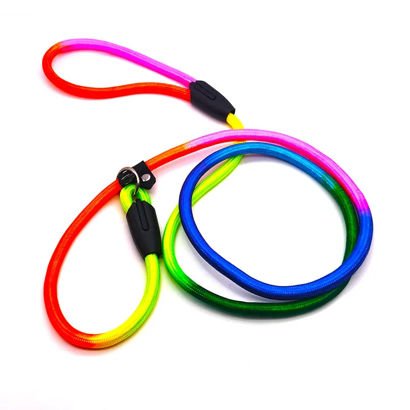 1Pcs Rainbow Nylon Dog Leash Training Dog  Personalized Leash Lead Strap Collar 130cm High Quality Dog Harness Color Randomly