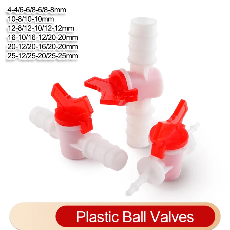1pcs Plastic Ball Valve Shut-Off Switch with Hose Barb Connector for Drip Irrigation Aquarium Garden Barbed In-Line Ball Valves