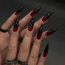 24pcs Halloween 3D Three Dimensional False Nails Blending Nail Art Press On Nails For Women and Girls Nail Art Salon wholesale