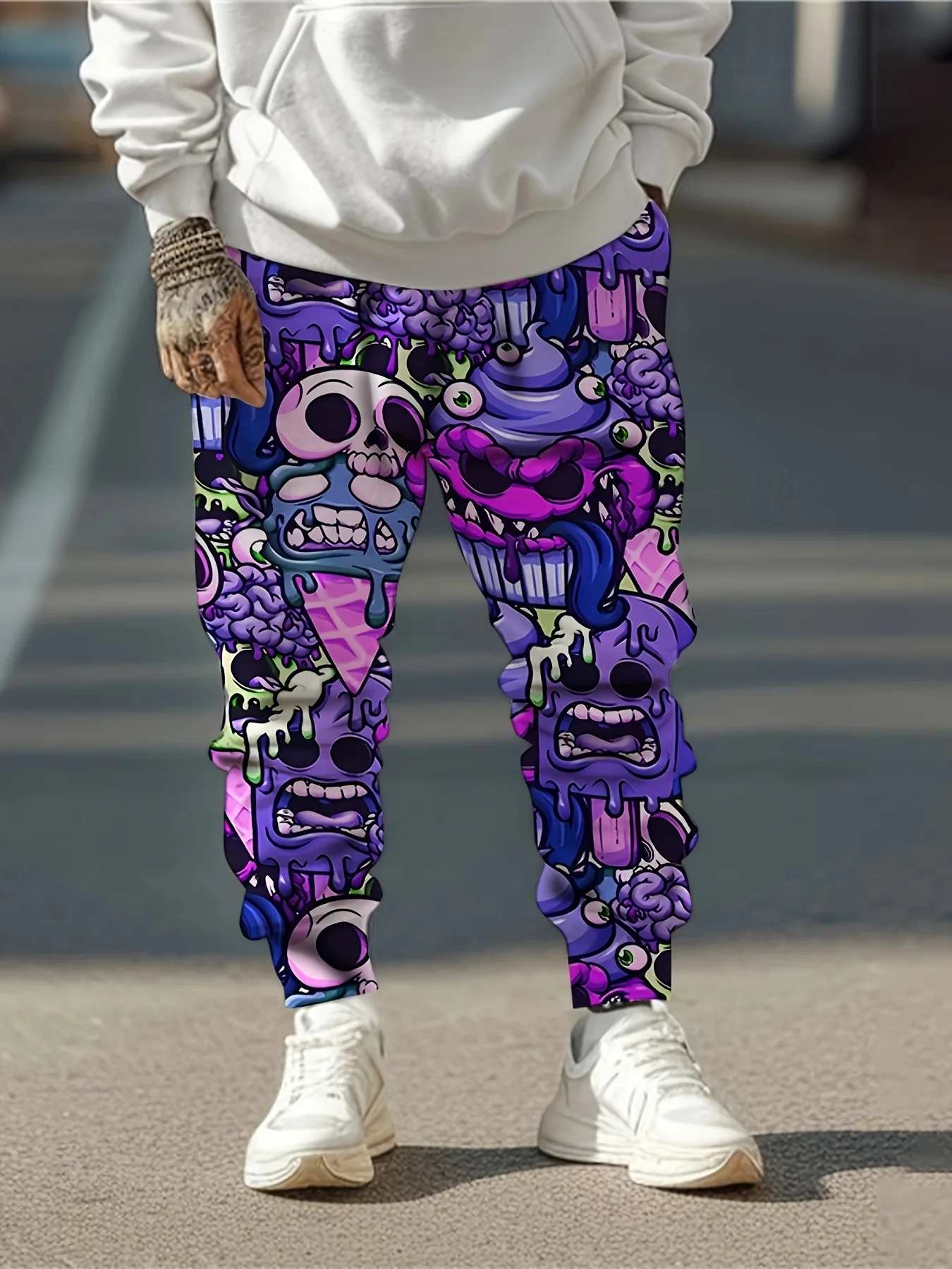 موضة الرجال 2025 Sweatpants الجمجمة المطبوعة ركض سليم صالح السراويل سراويل صالة غير رسمية مع جيوب الخريف الشتاء الشارع الشهير #4