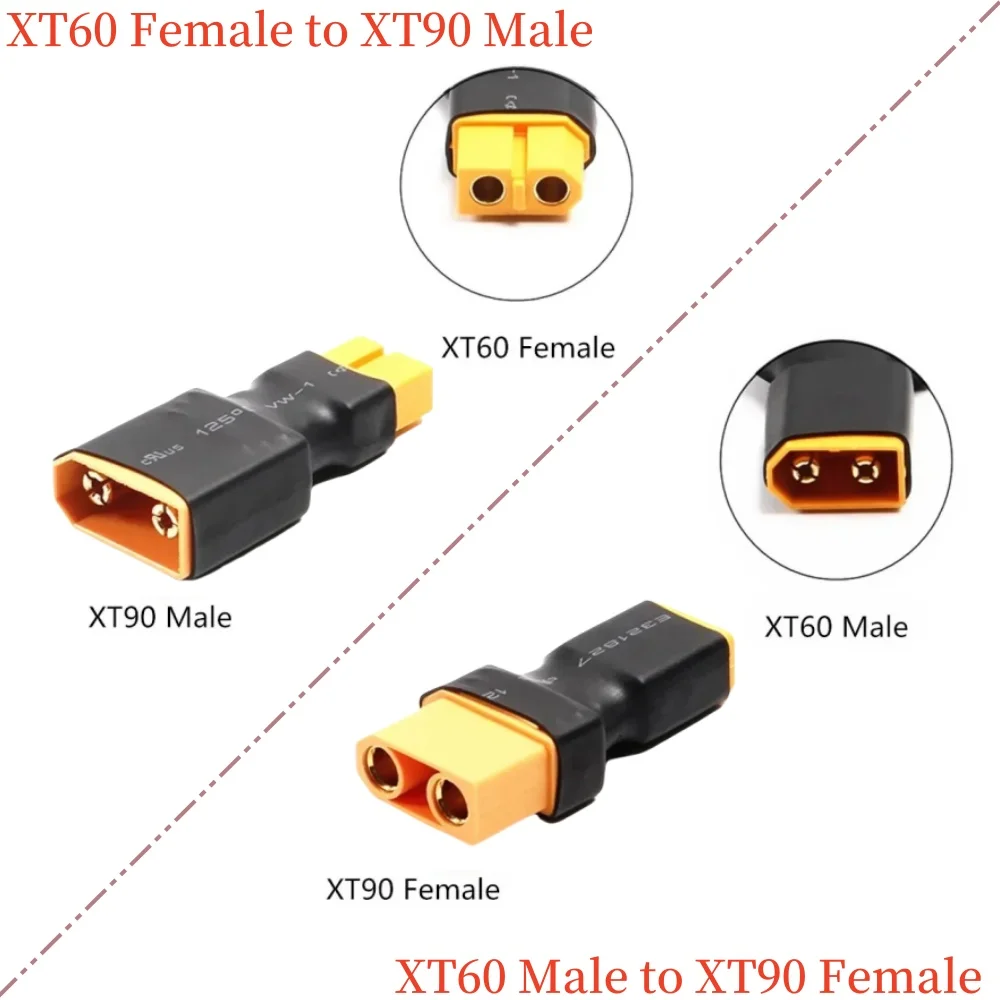 Adapter XT60 Male / Female To XT90 Male / Female Connector XT60 To XT90 Conversion Adapter for RC Lipo Battery Control Parts DIY
