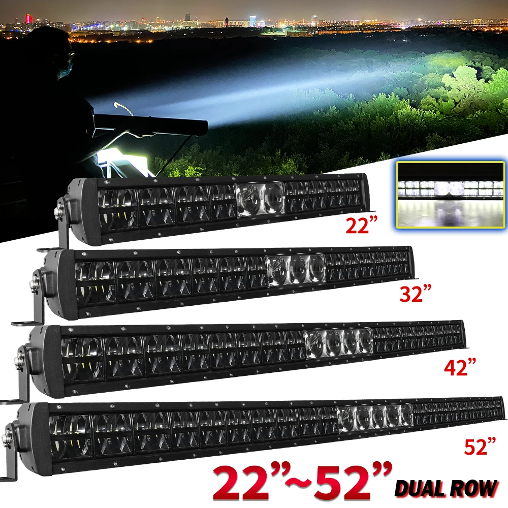 HAOLIDE 22인치/42인치/52인치 오스람 LED 라이트 바 초고휘도 콤보 드라이빙 램프 듀얼 로우 렌즈 타입 LED 오프로드용 드라이빙 라이트