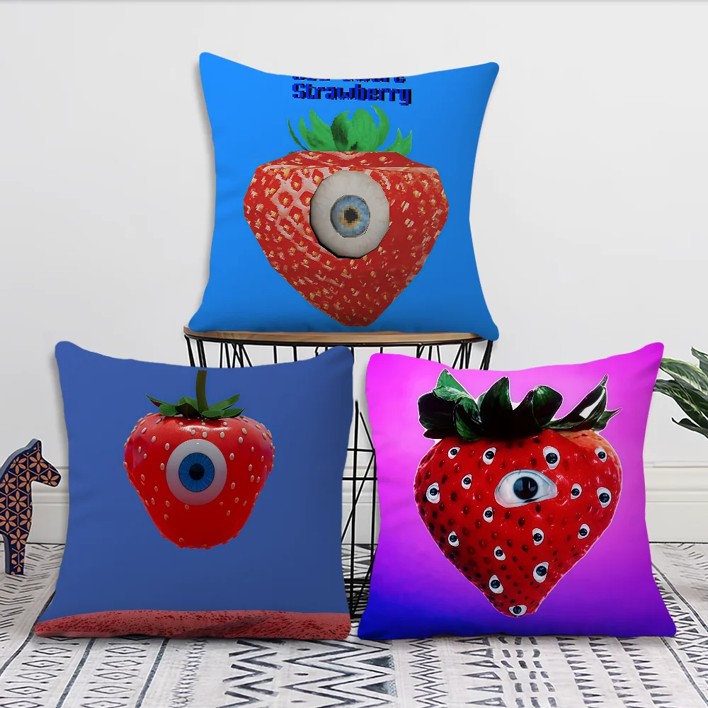 Fun strawberry eyes cushion cover For Pillow Printing Sofa Decoration Home Car Room Coffee Shop Office Nordic Simplicity