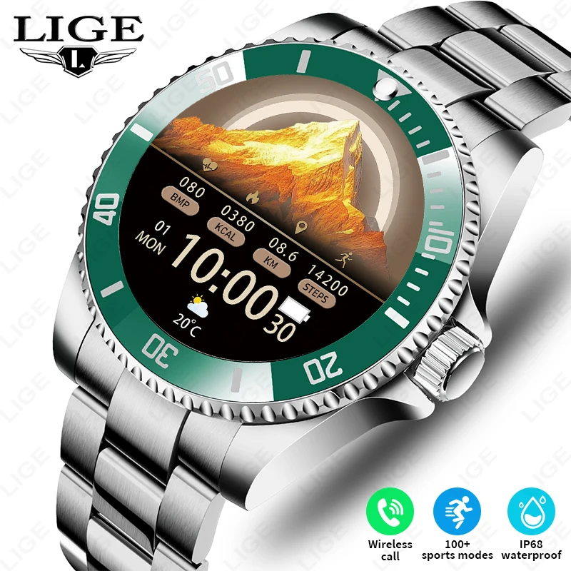 LIGE 2026 New Steel Smart Watch Men IP68 Waterproof Bluetooth call Sports Men's Watches 1.27