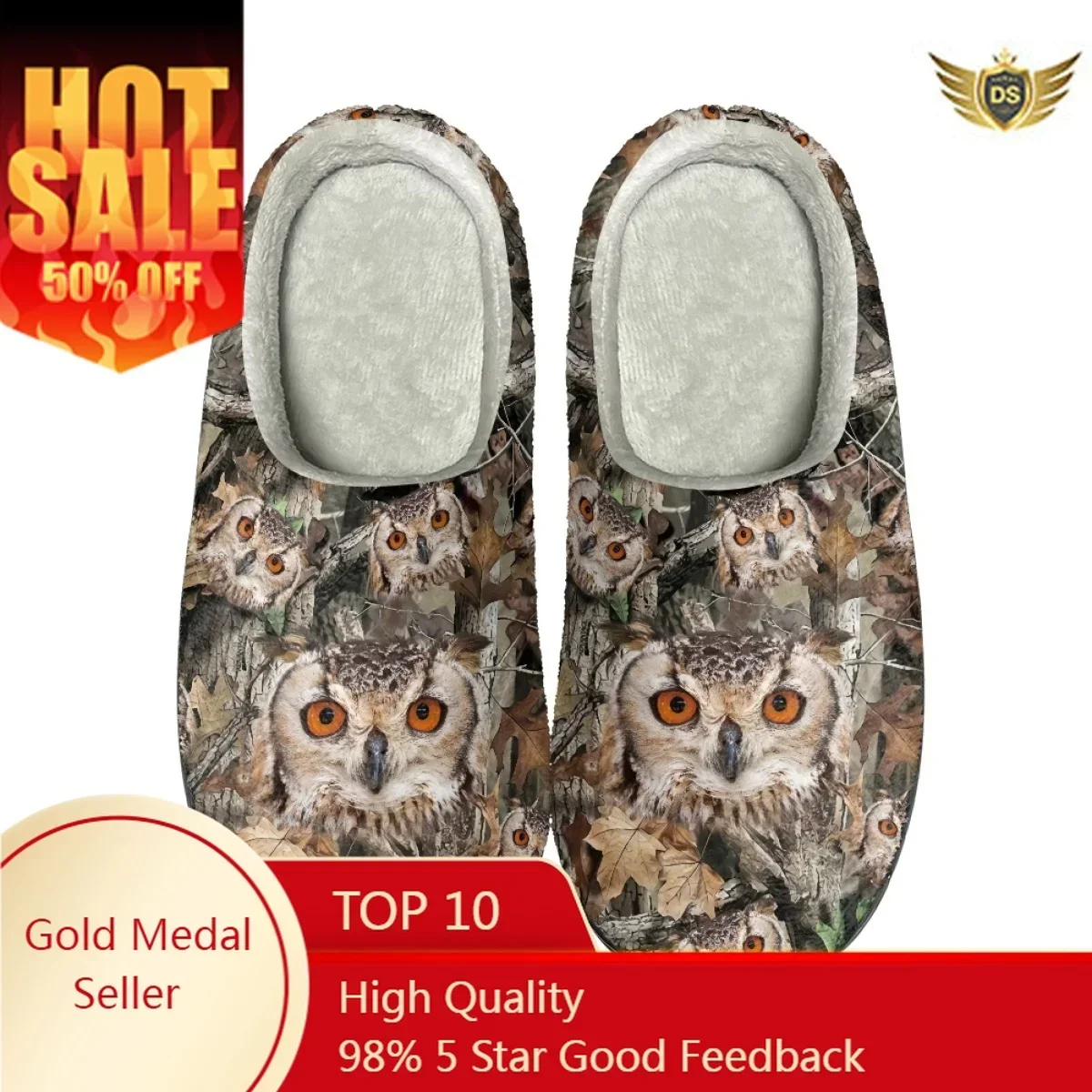 Fashion Owl Design Winter Cozy Female's Slippers Casual House Flats Cotton Slippers Drop Ship Non-slip Women Floor Shoes Zapatos