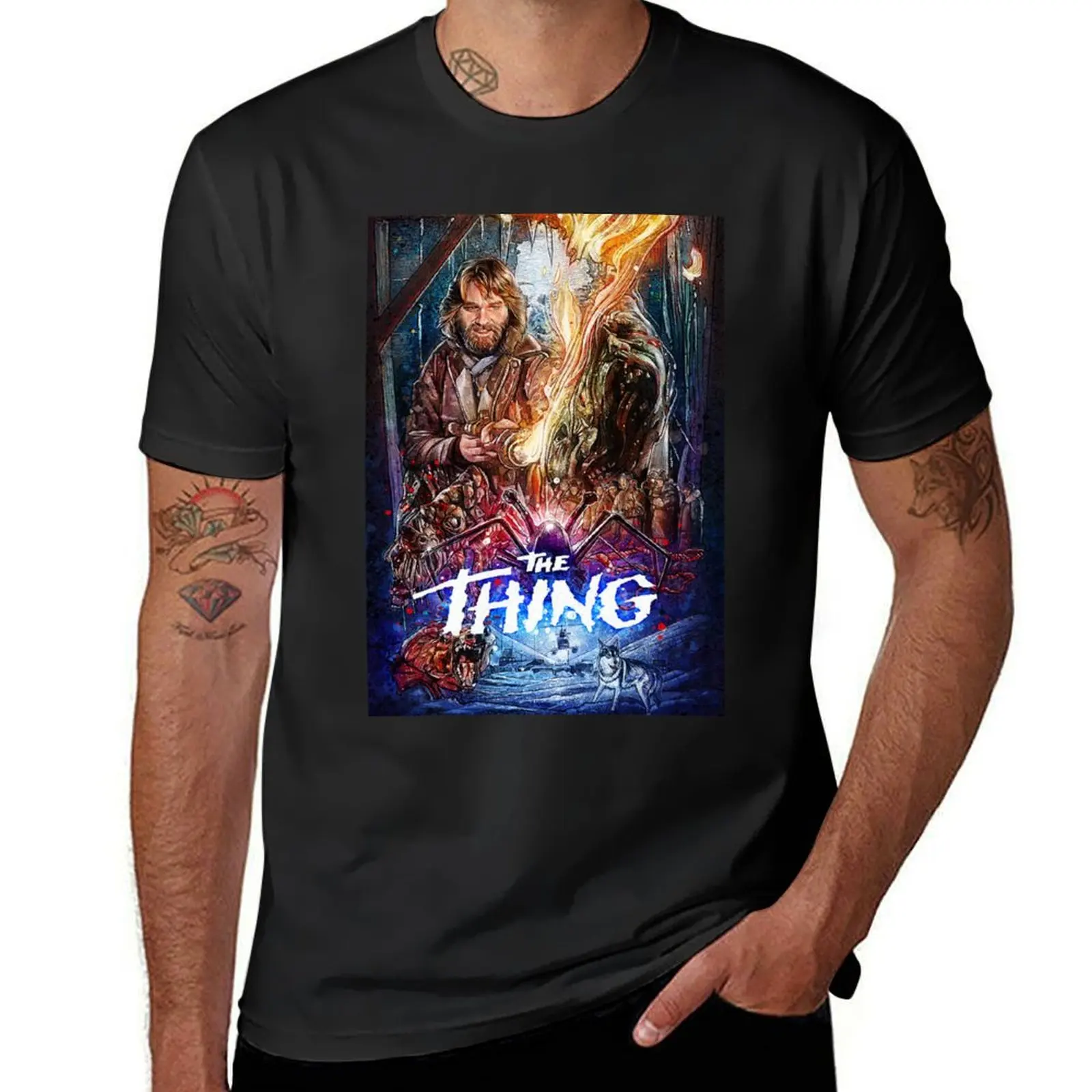 

The Thing Horror Movie Retro Poster John Carpenter T-Shirt vintage graphic tee cheap stuff summer tops slim fit t shirts for men