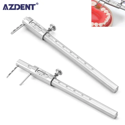 AZDENT 1 Uds. Calibrador deslizante de ortodoncia Dental 0-80mm medidor de medición de implante de dentista herramienta de odontología redonda de doble escala