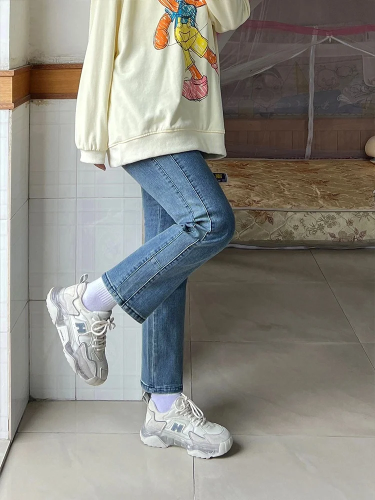 

Extra Large Size Women's High Waist Slimming Loose Jeans Casual Straight Leg Wide Leg Pants Summer Cotton Polyester Lyocell F...