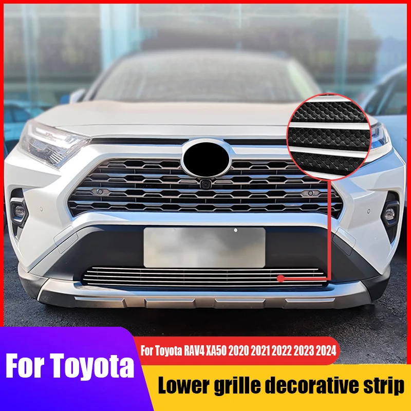 

Для Toyota RAV4 XA50 2021 2022 2023 2024, материал из алюминиевого сплава, нижняя решетка, декоративная яркая полоса, внешняя модификация, часть