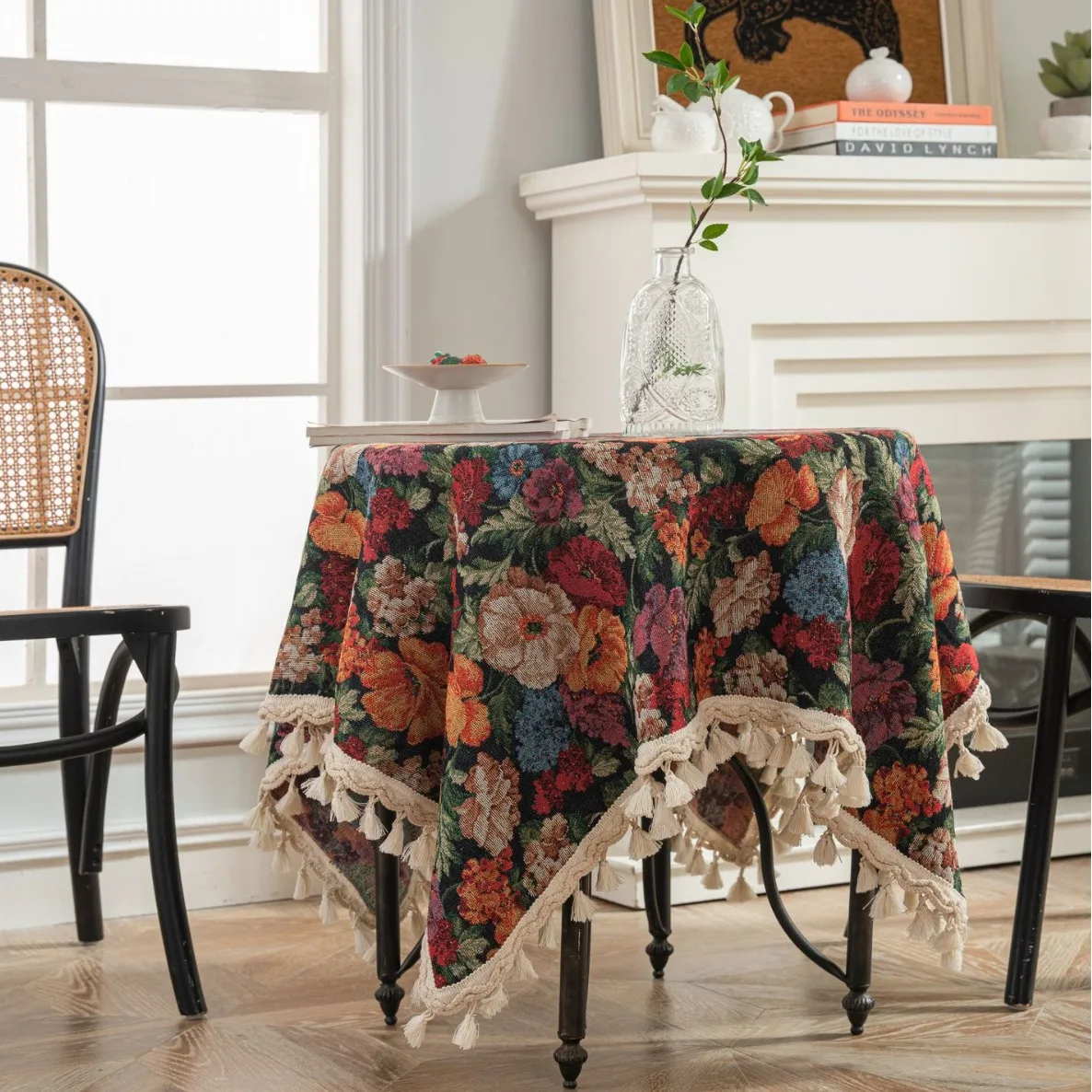 Table Cloth American Style Jacquard Iris Plant Bird Table Cloth Thick Tablecloth