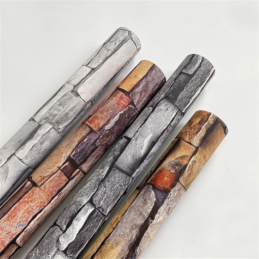 3D Stereo Antique Culture Brick Wallpaper Living Room Bedroom Tv Background Wallpaper Simulation Brick Shop Papel De Parede