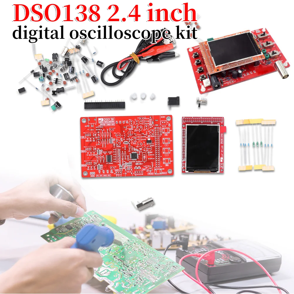 

DSO138 Комплект цифрового осциллографа 2,4-дюймовый TFT цифровой осциллограф Комплект DIY Запчасти Электронный обучающий набор