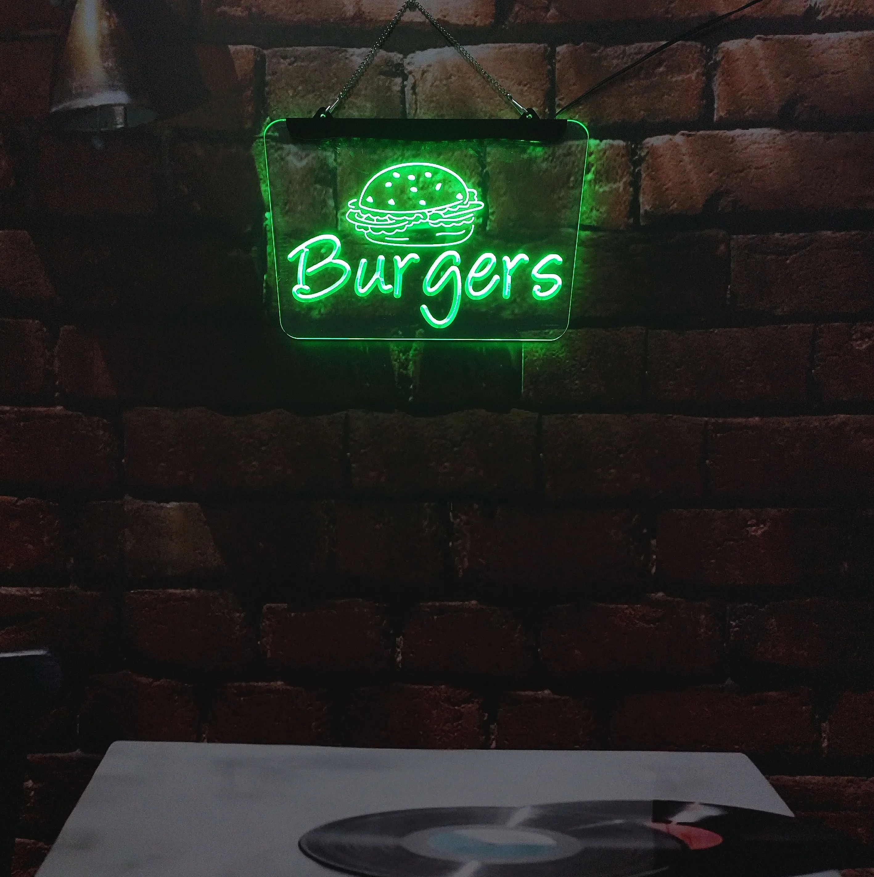 Hamburger, pizza, bakery, LED neon light, acrylic board, home decoration, interior wall art, yellow 30*40 for rooms shops bars
