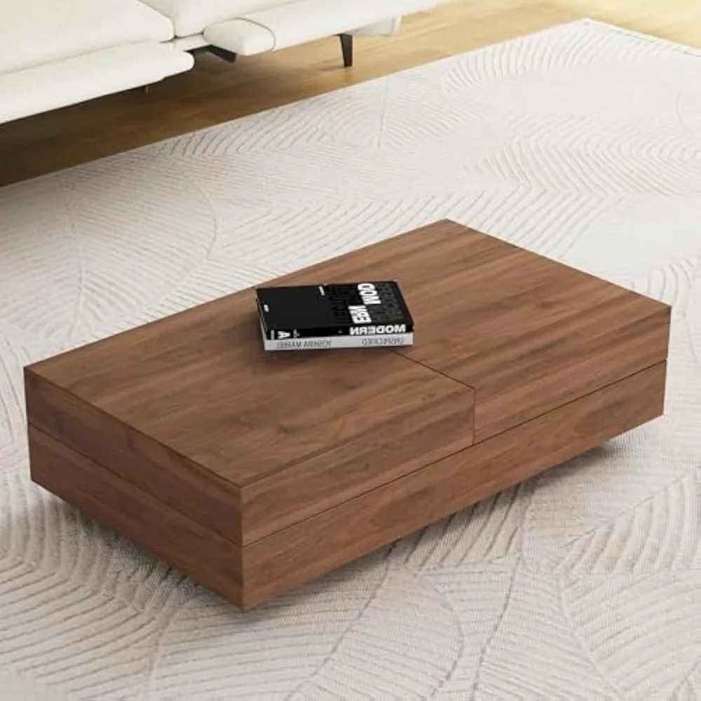 Mid-Century Modern Coffee Table – Expandable 47.2"-81.8" Storage Center Table | for Living Room Use