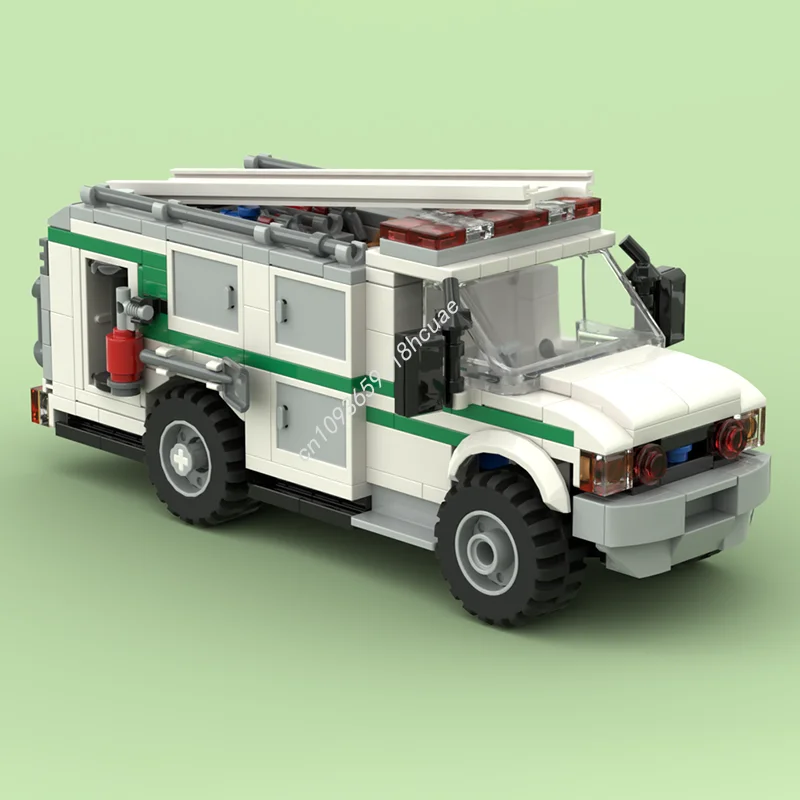 

441 шт. MOC лесная пожарная служба, средняя кисточка, грузовик, модель города, строительные блоки, архитектура, рождественские подарки, игрушка, кирпич, день рождения