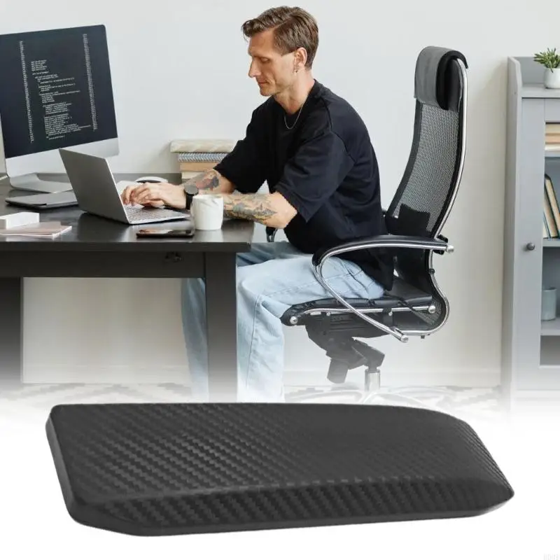 Modern PU Armrest Pads With Carbon Fiber Pattern 2 Piece Set for Office Chairs Ergonomic Support and Quick Installation B03E
