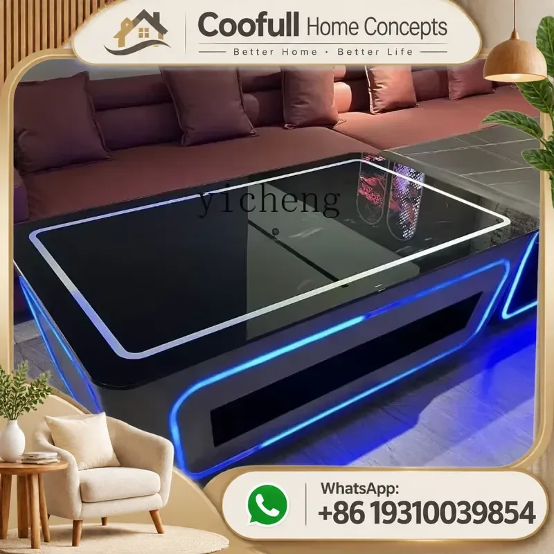 LED Luminous Coffee Table Stainless Steel For KTV Bar Party Room Electronic Sound Control Modern Home Decor Furniture