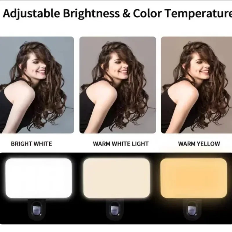 ضوء ملء صورة شخصية صغير محمول قابل لإعادة الشحن، 3 أوضاع مشبك سطوع قابل للتعديل للهاتف، والكمبيوتر المحمول، والاجتماعات اللوحية، والمكياج #3