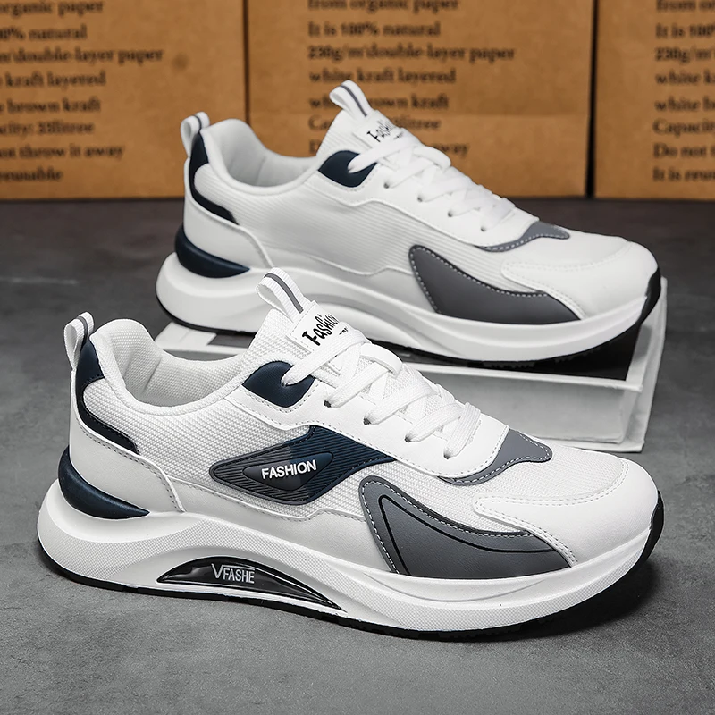 

2026 New Men's Soft Bottom Leather Surface Sports Shoes Fashionable Casual Running Shoes Breathable Mesh Lining All Season Shoes