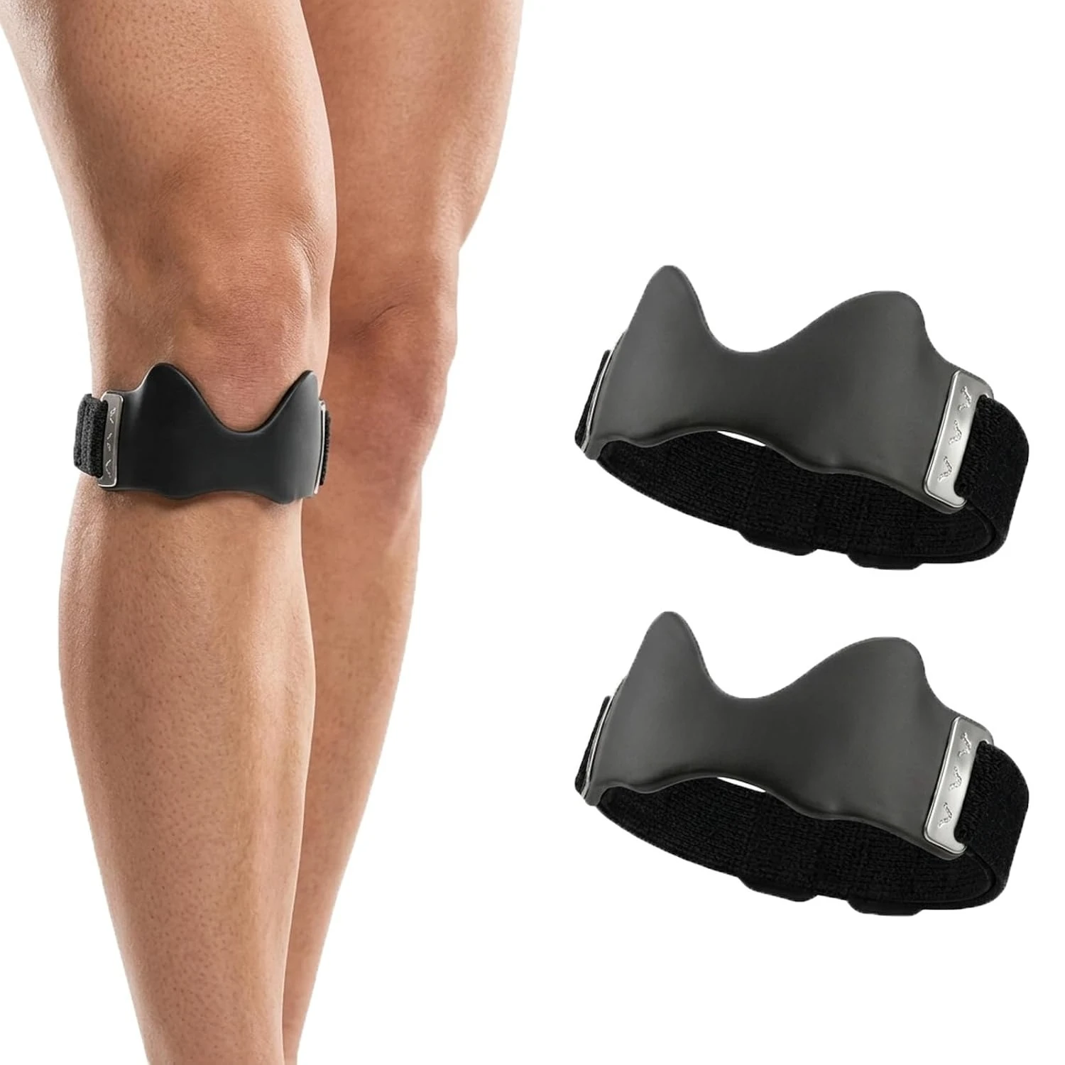 2 PCS Upgraded Knee Strap Silicone Lock-Point Pad Adjustable Non-slip Breathable for Running Cycling Fitness One Size Fits All