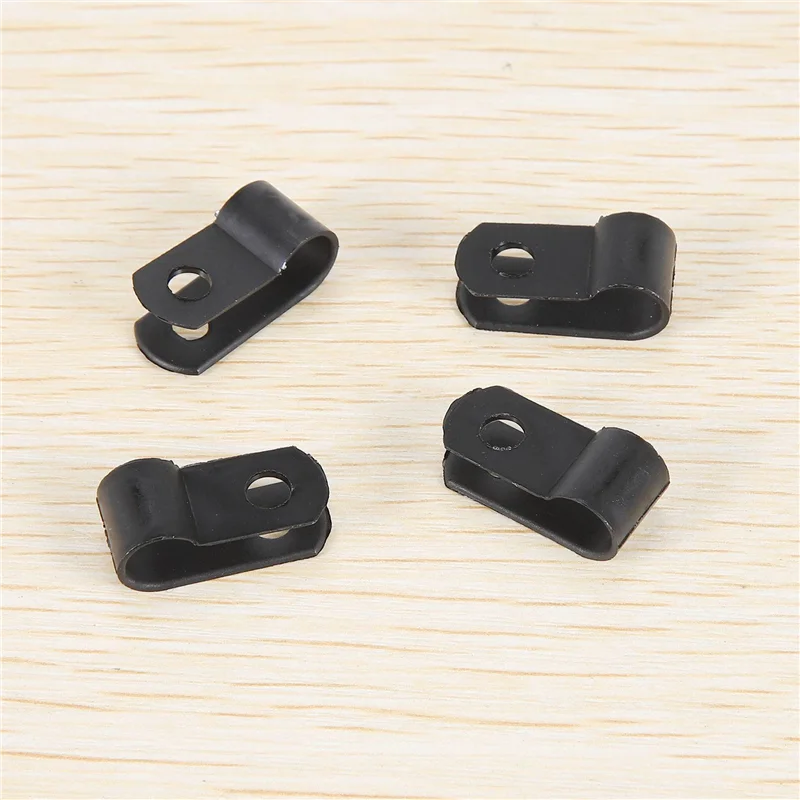 2025 Trend1000 Pcs 1/4 Inch Black Nylon R-Type Cable Clips For Mounting Indoor Outdoor Rope Light Electrical Wire Clamp Fastener