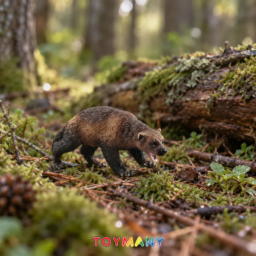Toymany Simulation Wolverine Wildlife Animal Model Toy Mini Figures Dolls Action Figurines Toys Children Gift Cake Decoration